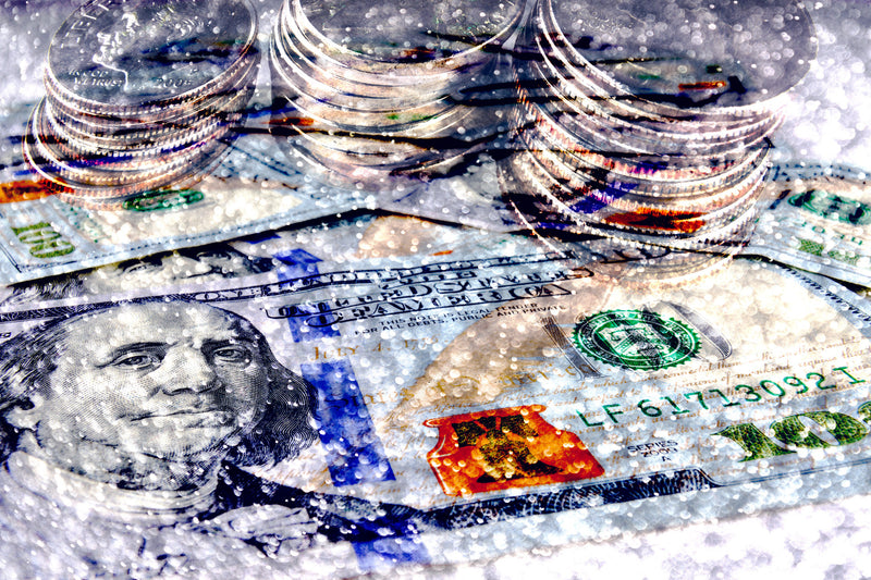 Wall Art waiting room vibrant shiny shimmery shimmer prints office art Office money metal print hundred dollar bill hundred dollar hundred financial currency colorful checkup canvas print Canvas bouquet bills benjamin art