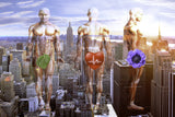 Medical Anatomy Men Watch Over the City Skyline