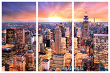 New York City NYC Cityscape in Glowing Light - Triptych 3 Panel