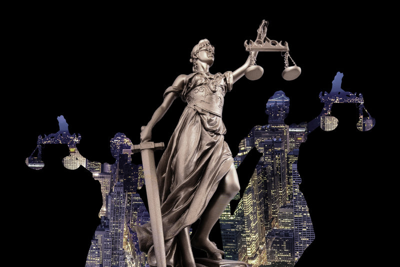 Wall Art waiting room vibrant urban tree statue skyline scales of justice prints On White office art Office night time night modern metal print metal legal balance legal law justice is blind justice icons faces cutout colorful city skyline city canvas print Canvas bright Blue big city beach balance icon art airy