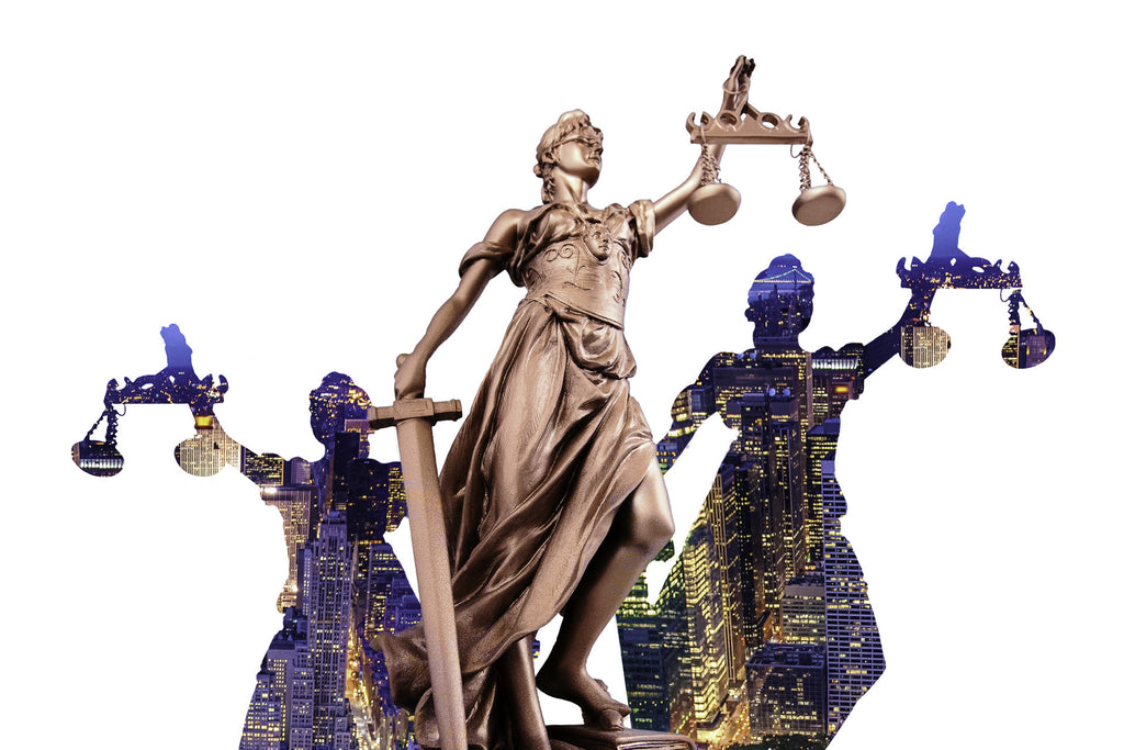 Wall Art waiting room vibrant urban tree statue skyline scales of justice prints On White office art Office night time night modern metal print metal legal balance legal law justice is blind justice icons faces cutout colorful city skyline city canvas print Canvas bright Blue big city beach balance icon art airy