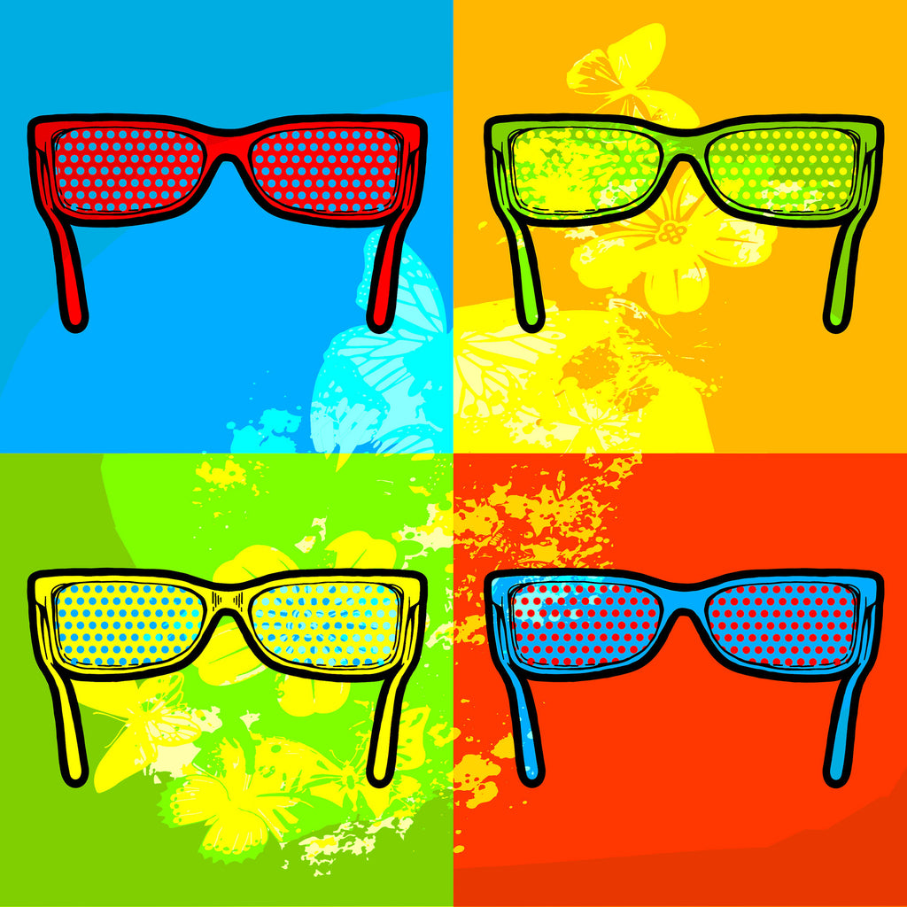 optometry office art, colorful, frames, glasses, canvas art, metal art