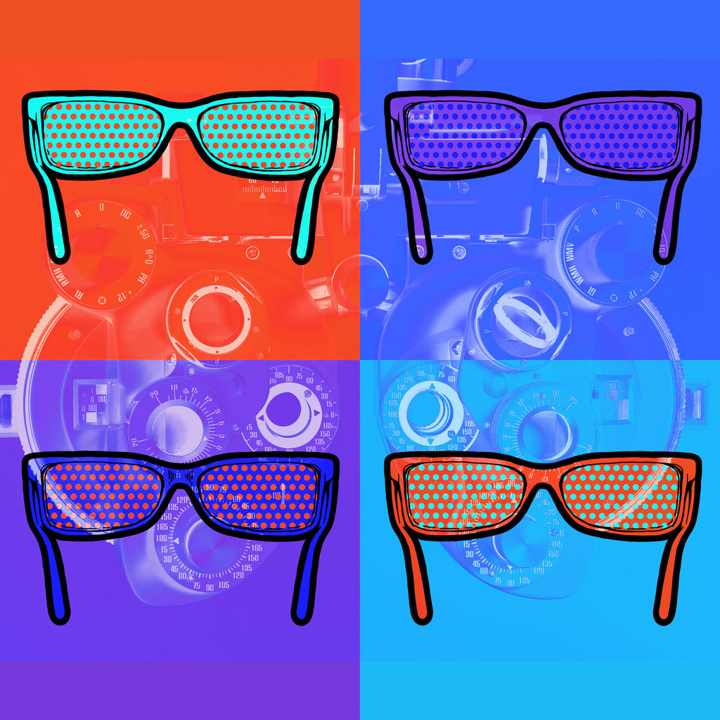 red blue,  Wall Art waiting room Optometry Optometrist Opthalmology Ophthalmology Ophthalmologist Office metal Glasses frames flowers Canvas butterflies Blue beach art