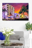 South Beach Miami in Fiery Light at Night