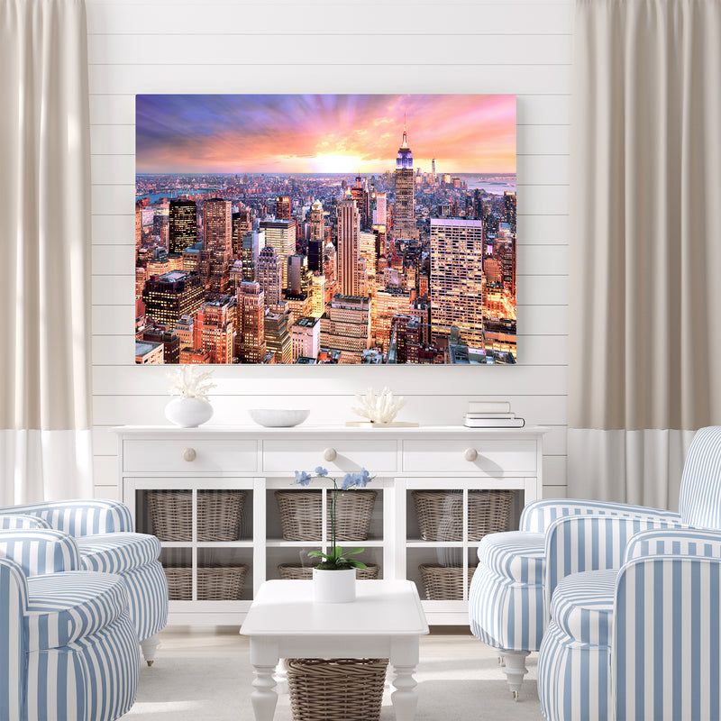 New York City NYC Cityscape in Glowing Light