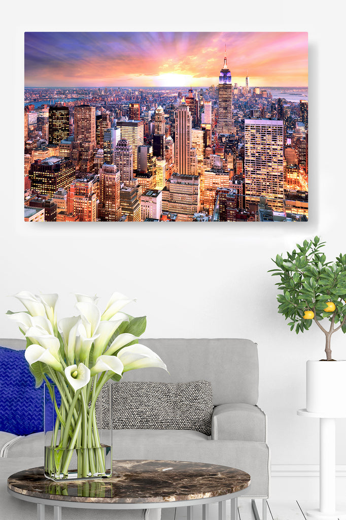 New York City NYC Cityscape in Glowing Light