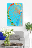 Ferris Wheel on Modern Vintage Blue Sky