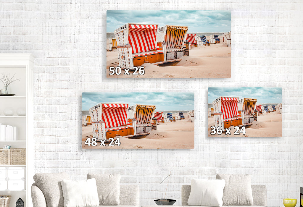 Vintage Beach Chairs, Cabana, Sandy, Ocean, Coastal
