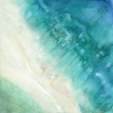 Bird Eye View Beach, Impressionist, Soft, Blue, Teal, Cyan, Indigo, Cream, Tan, White, Ocean, Shoreline