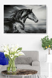 Black Horse Running in the Wind