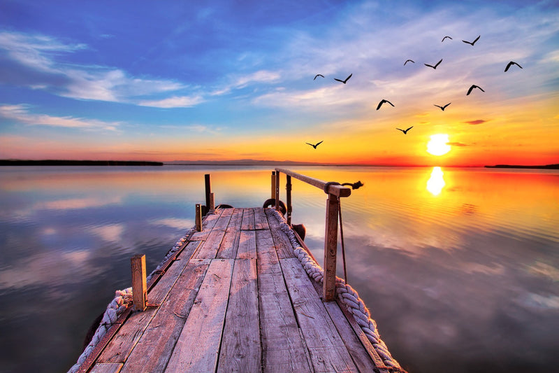South Florida, dock, beach themed, wall decor, canvas, gallery wrap, wall art, designer, sunset, tranquil