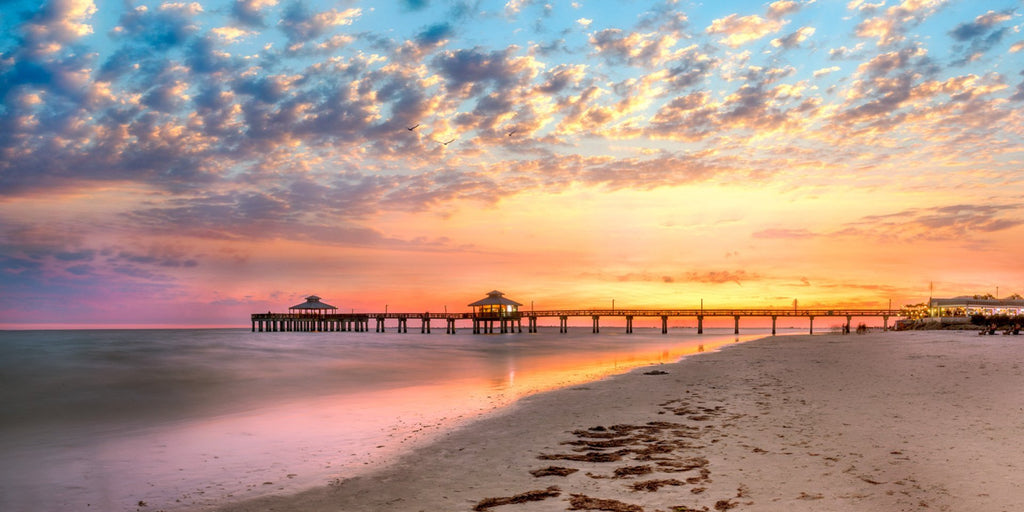 fort myers pier, fort myers, art, canvas, colorful, fine art, pier