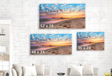 Fine Art Style Pier at Sunset Under Pillowy Clouds and Tranquil Colorful Skies