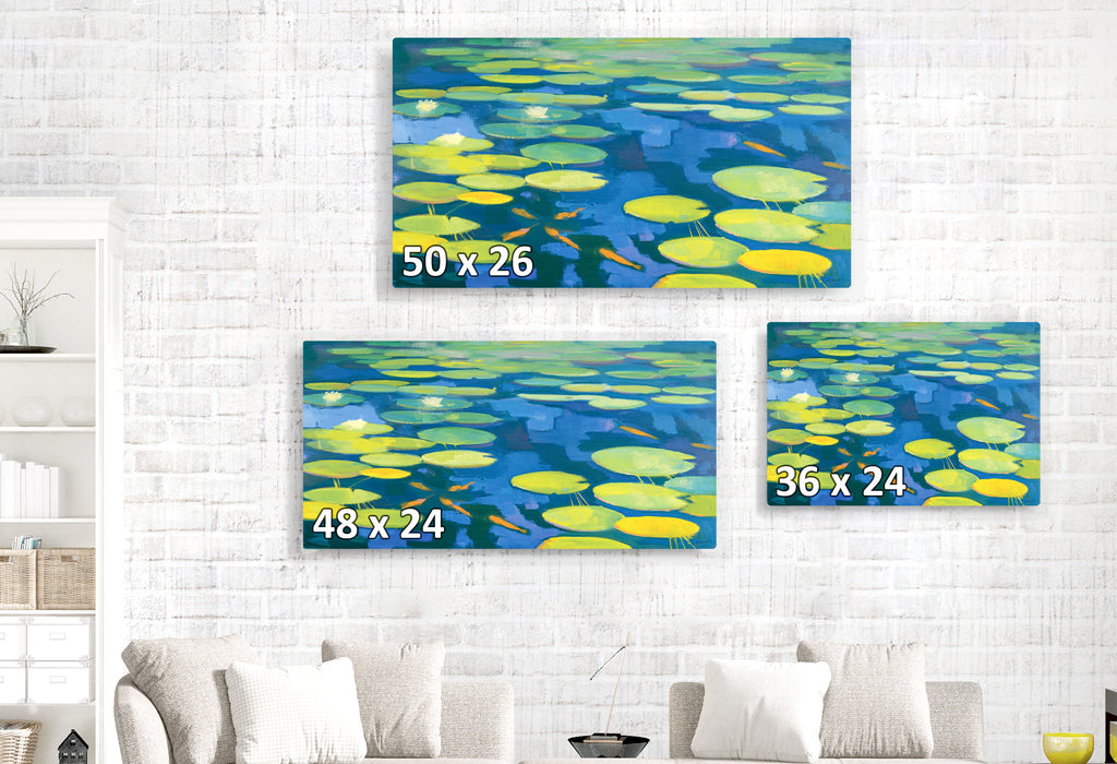 Lily Pond with Koi, Green, Blue