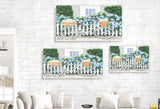 Bicycle with Flower Baskets, White Picket Fence, Daisies, Lillies