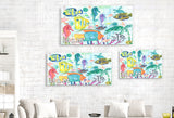 Underwater Scene, Tropical Fish, Sea Life, Sea Horse, Turtle, Coral, Sea Creatures, Coastal, Fun, Bright, Airy