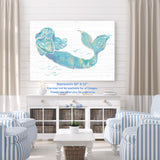 Mermaid on Light Plank, Blue, Teal, Cyan, Coastal