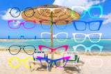 Frames on Beautiful Blue Caribbean Beach with Tiki and Chairs