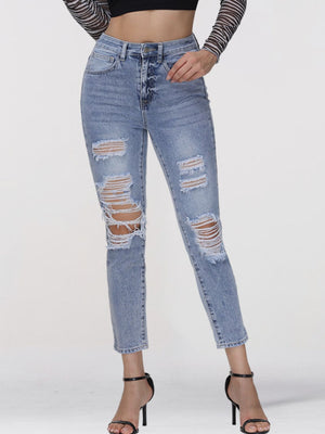 Distressed Skinny Cropped Jeans