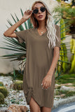 Twisted V-Neck Short Sleeve Dress