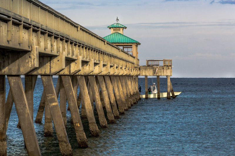  boat fishing water Wall Art walkway waiting room sunset sand sailboat prints pier path Office ocean long pier colorful Canvas blue sky blue beach art