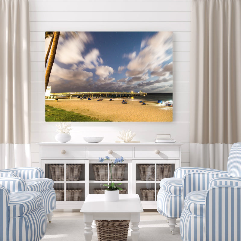 Beach Pier in the Evening Light  - Moving Clouds & Stars