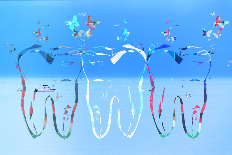 Animated Butterfly Teeth on a Cool Ocean Horizon