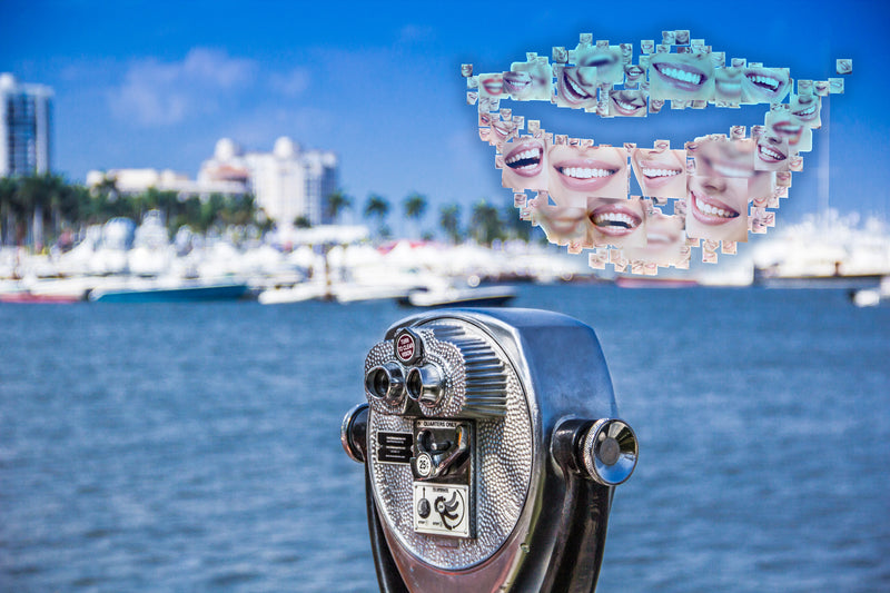 dental smile over water view telescope,      water     Wall Art     waiting room     vintage     telescope     teeth     prints     Office     marina     Dentist     dental office     Dental     colorful     Canvas     blue     art