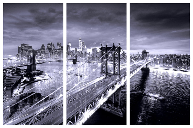 Manhattan Bridge wide angle panorama Black & White