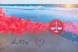 Law Heart & Justice Balance on Beach