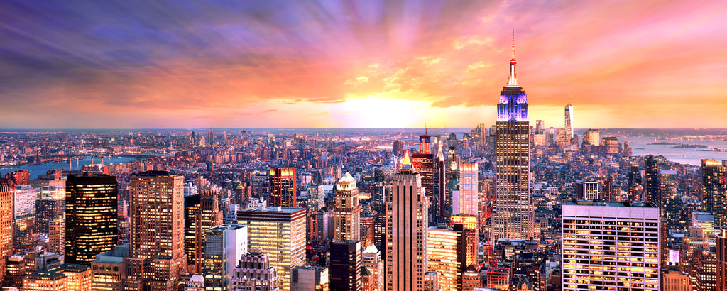 New York City NYC Cityscape in Glowing Light