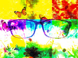 Warhol & Monet Inspired Frames on a Colorful Nine Square Field with Flowers & Butterflies