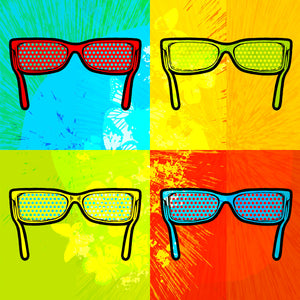 optometry office art, colorful, frames, glasses, canvas art, metal art