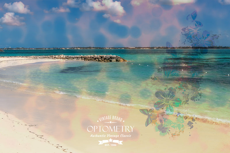 art, office, canvas, metal, office art, caribbean, ocean, beach, sand, optometry, vintage