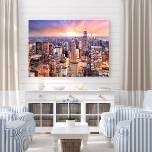 New York City NYC Cityscape in Glowing Light - Triptych 3 Panel