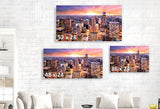 New York City NYC Cityscape in Glowing Light - Triptych 3 Panel