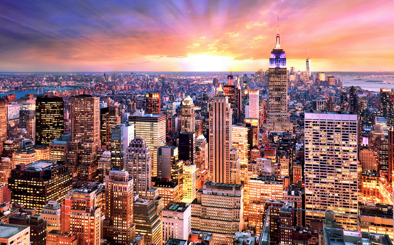 New York City NYC Cityscape in Glowing Light