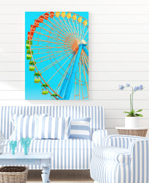 Ferris Wheel on Modern Vintage Blue Sky