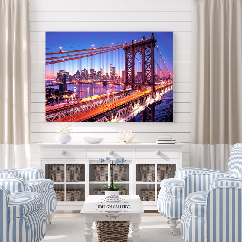 Manhattan Bridge Alive at Night - New York City