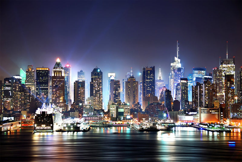 New York City at Night - Harbor View of NYC