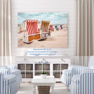Vintage Beach Chairs, Cabana, Sandy, Ocean, Coastal
