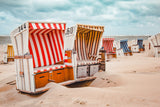 Vintage Beach Chairs, Cabana, Sandy, Ocean, Coastal