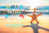 starfish on glowing beach, life is better at the beach, graphic, wall art, canvas wrap, coastal living