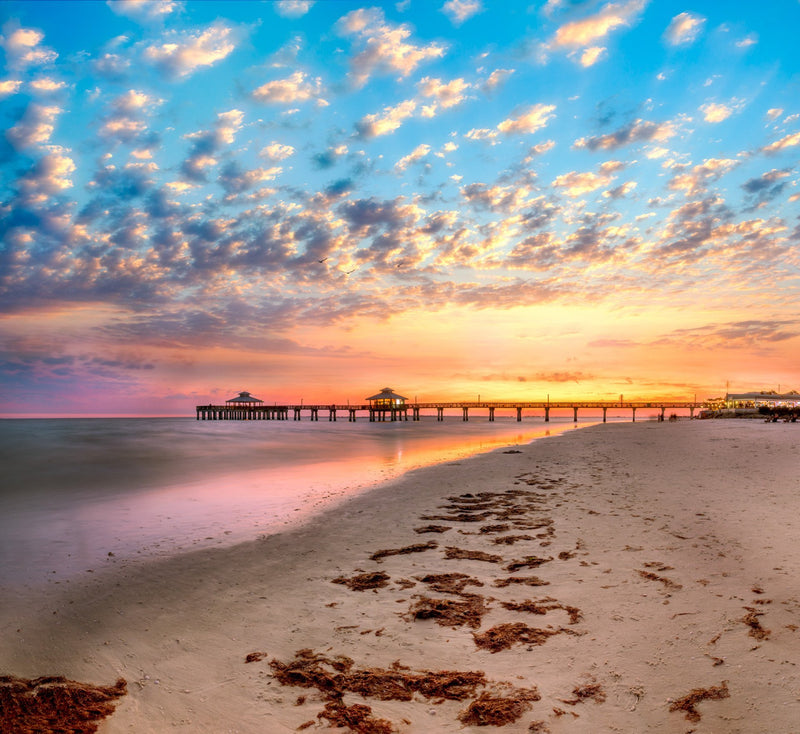 fort myers pier, fort myers, art, canvas, colorful, fine art, pier