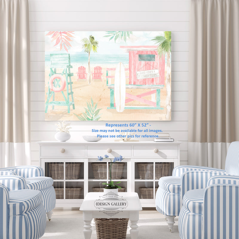 Lifeguard Stand, Pink Beach, Green, Good Vibes High Tides