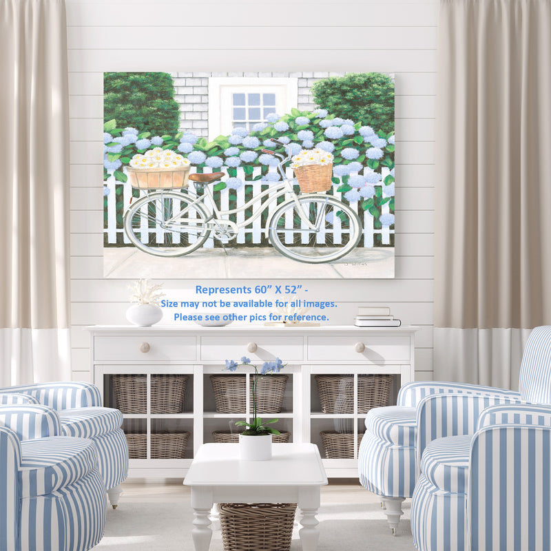 Bicycle with Flower Baskets, White Picket Fence, Daisies, Lillies
