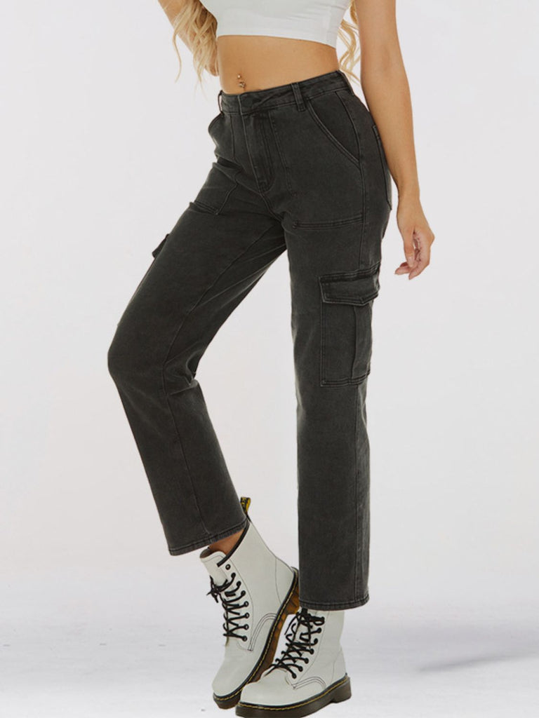 Straight Leg Jeans with Pockets