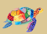 Colorful, Sea Turtle, Canvas, gallery wrapped, wall decor, wall art, coastal, beachy, tan background, cute