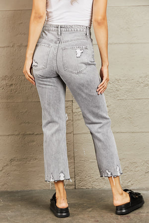 BAYEAS High Waisted Cropped Mom Jeans